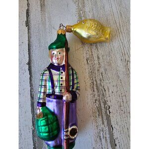 Patricia breen Fisher boy fish fishing ornament glass Xmas tree